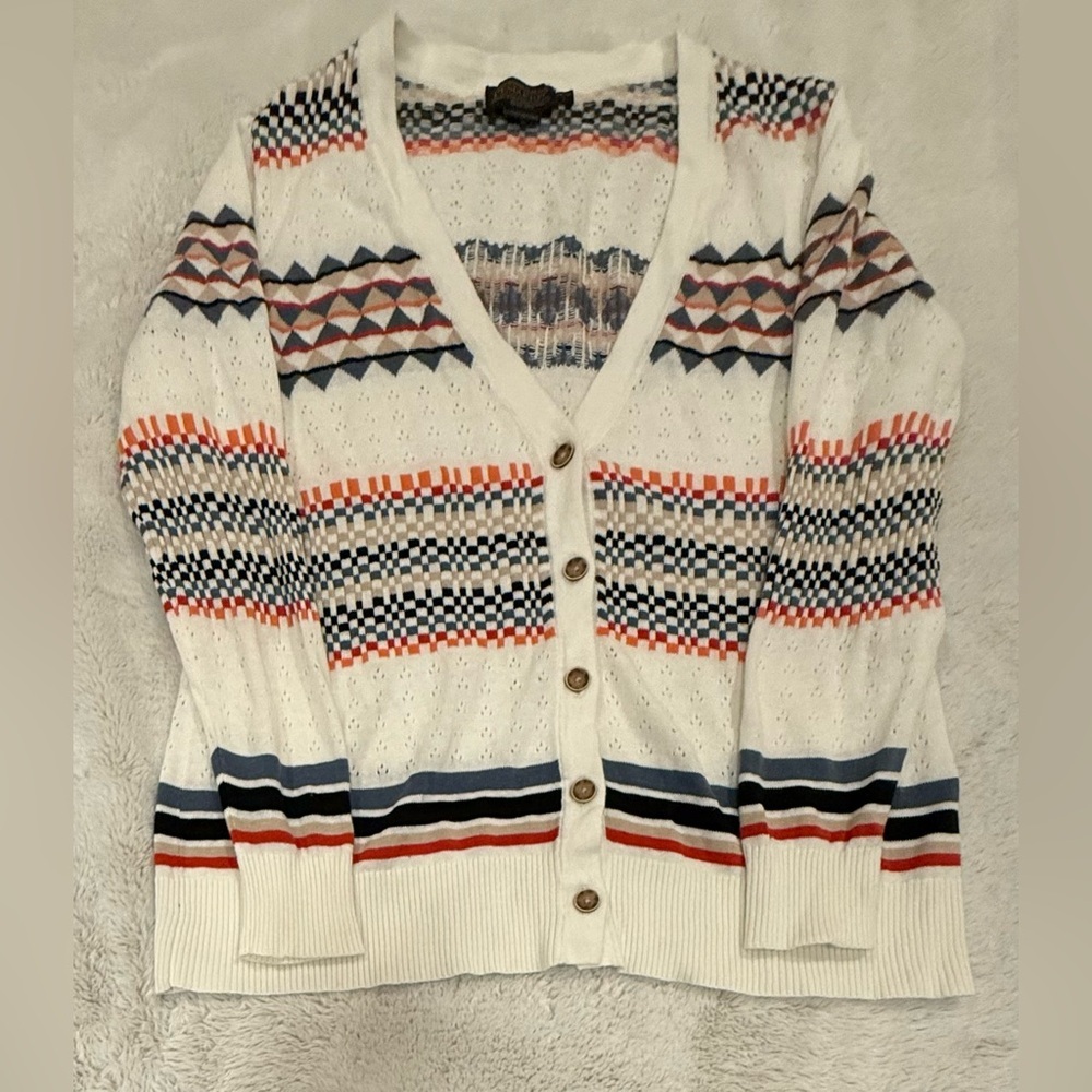 Pendleton Button Up Cardigan Aztec Design Linen B… - image 1